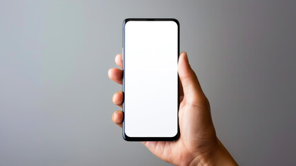 Hand Holding Mobile Phone with Empty Display
