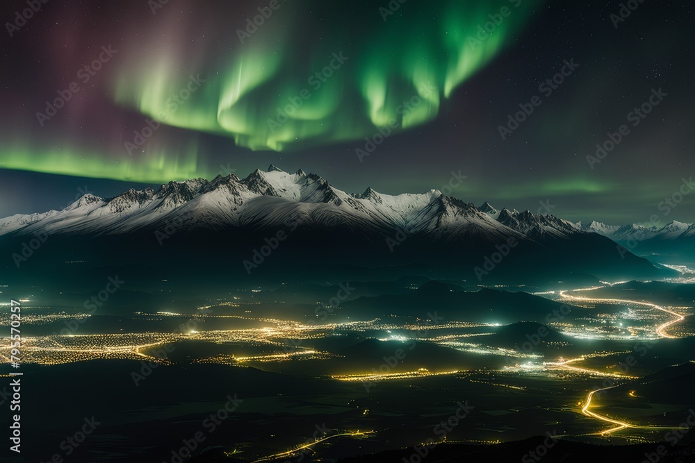 Canvas Prints night view of the mountains