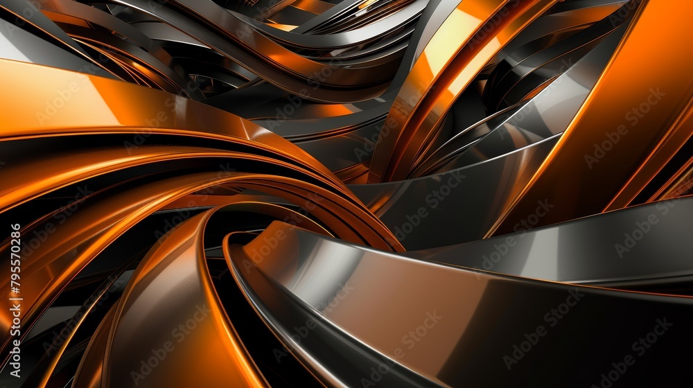 Poster generative ai-created abstract background featuring black and orange panels in a dynamic geometric p
