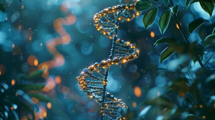 Double exposure biotech dna structure, dna strand, molecule cloning genetic research backdrop microbiology