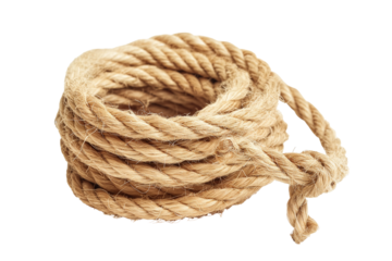 Jute rope isolated on a transparent background