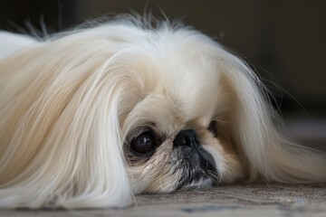Naklejka premium Charming Pekingese with luxurious mane and regal demeanor, perfect for elegant and sophisticated designs