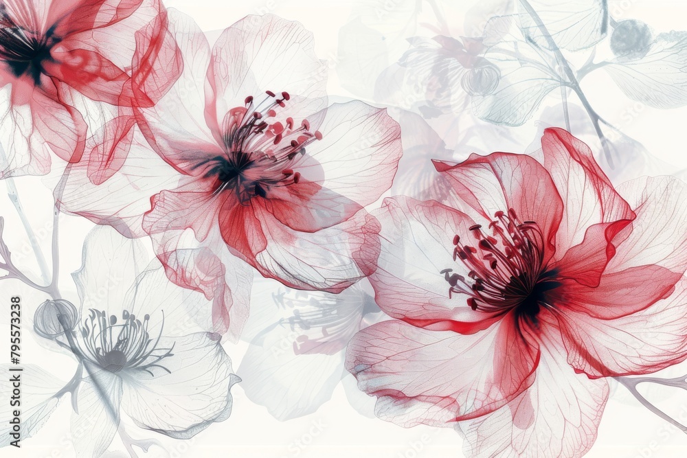 Poster classic flower motifs with a transparent overlay, suitable for various print and digital application