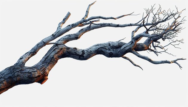 birch tree branch with dry eaves, png file of isolated cutout object on transparent background.