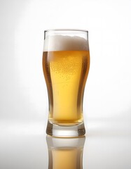 Glass of cold beer on a white background