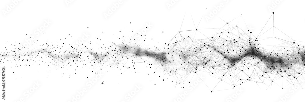 Wall mural digital abstract black dots and lines isolated on a transparent background