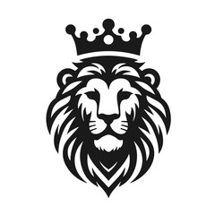 Lion in crown logotype vector silhouette on white background