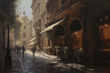 Fototapeta premium Rome street city road architecture.