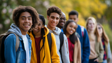 Grupo de jovens multi racial na universidade