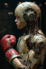 Embodying both strength and skill, a boxing robot with a human face presents a fascinating merger of sports training and state-of-the-art technology.