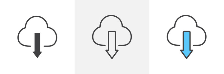 Seamless Cloud Download Vector Icons for Online Data Transfer