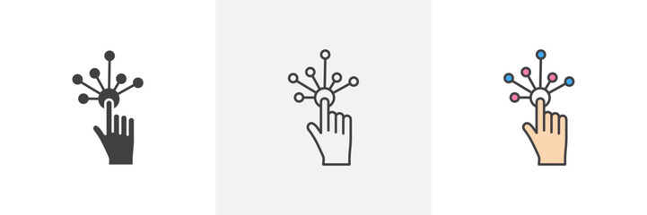Multi-Touch Interface Vector Icons for Interactive Screens