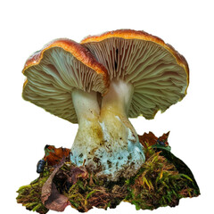 close-up of a mushroom isolated  on transparent background