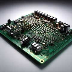 a computer screen with the green and red colors of the circuit board.