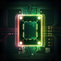 a computer screen with the green and red colors of the circuit board.