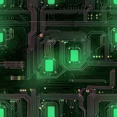 a computer screen with the green and red colors of the circuit board.