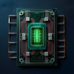 a computer screen with the green and red colors of the circuit board.