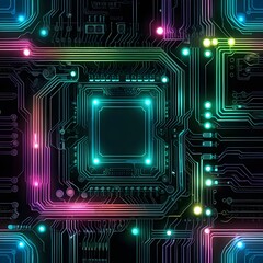 a computer screen with the green and red colors of the circuit board.