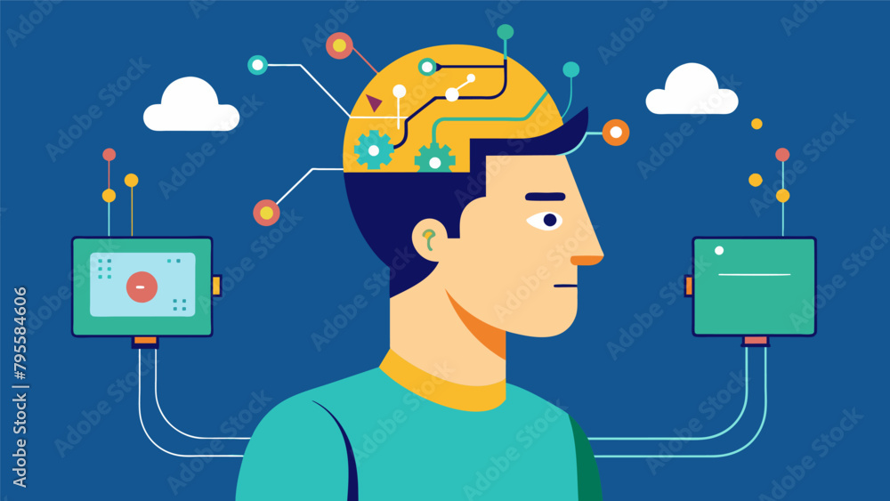 Poster a man undergoes a consciousness transfer uploading his mind to a computer chip and living on forever