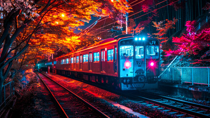 Obraz premium Modern Electric Railway Train in Transit 