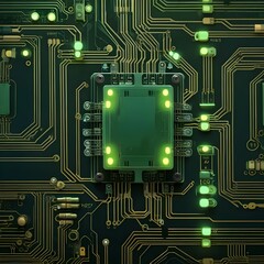 a computer screen with the green and red colors of the circuit board.