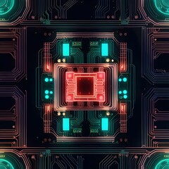 a computer screen with the green and red colors of the circuit board.