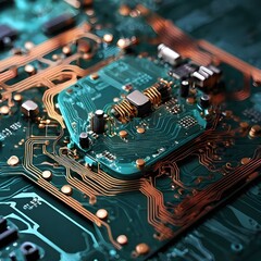 a computer screen with the green and red colors of the circuit board.