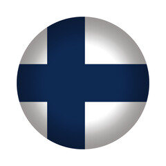 Obraz premium Round Finnish flag icon, vector illustration. Finland flag button isolated on a transparent or white background.