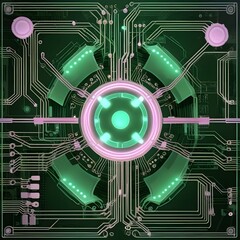 a computer screen with the green and red colors of the circuit board.