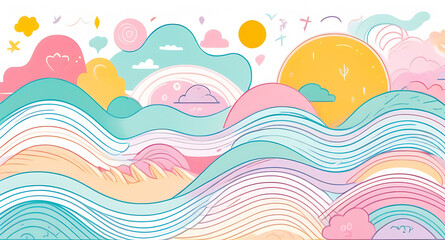 Illustration with soft waves or smooth lines