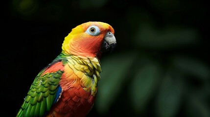 Obraz premium the vivid colors and the striking presence of the parrot, A Parrot’s Palette in Focus. Generative AI