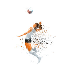 Naklejka premium Volleyball player, woman, isolated low poly vector illustration with shatter effect, side view