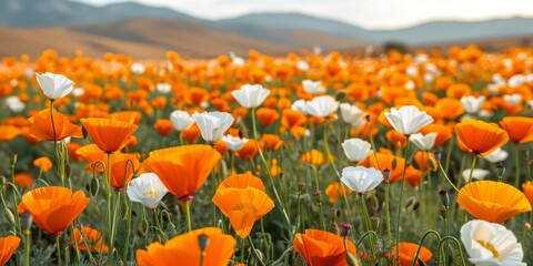 Field of Orange and White Flowers