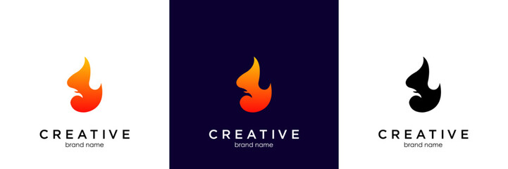 phoenix bird fire flame logo design