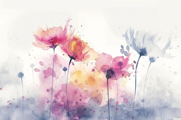 Watercolor fantastic flowers. AI generative