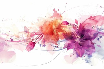Watercolor fantastic flowers. AI generative