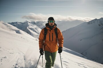 Man off piste skiing