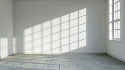 Bright sunlight streaming through window in empty modern room