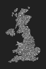 Creative map United Kingdom made from random dots