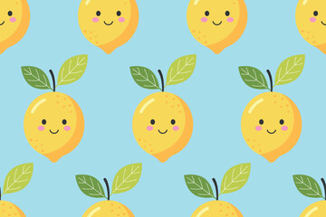pattern smiling lemon vector cartoon style