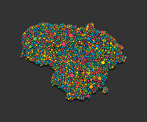 Creative map Lithuania from random colorful dots