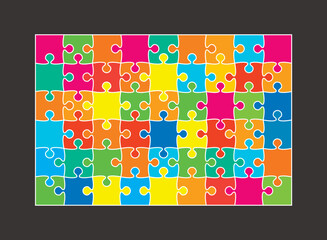 Banner template made color pieces puzzle, jigsaw