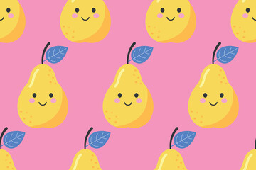 pattern smiling pear vector cartoon style