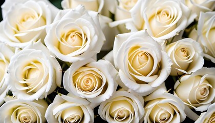 White roses multitude close-up view