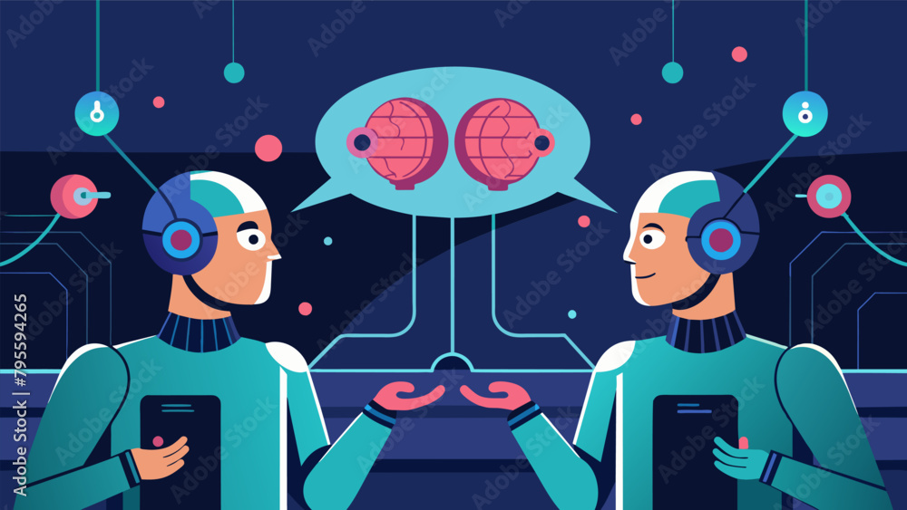 Poster in a hightech facility telepaths use neural implants to enhance their abilities allowing for effortl