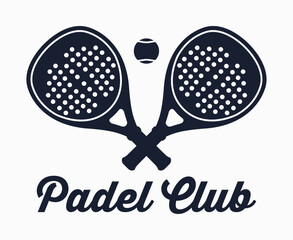 Padel Club Rackets with Tennis Ball Logo Badge Emblem