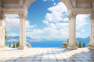 Greek style background architecture building outdoors - Powered by Adobe