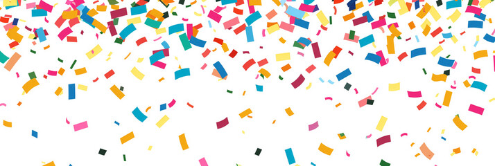 Colourful confetti on a transparent background. Festive holiday background.