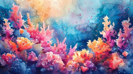 Fototapeta premium Colorful coral on colorful background. 