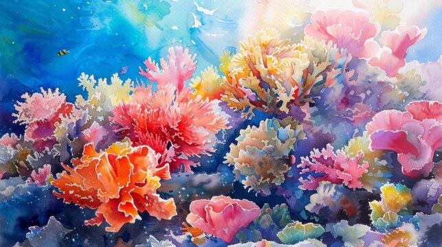 Colorful coral on colorful background. 